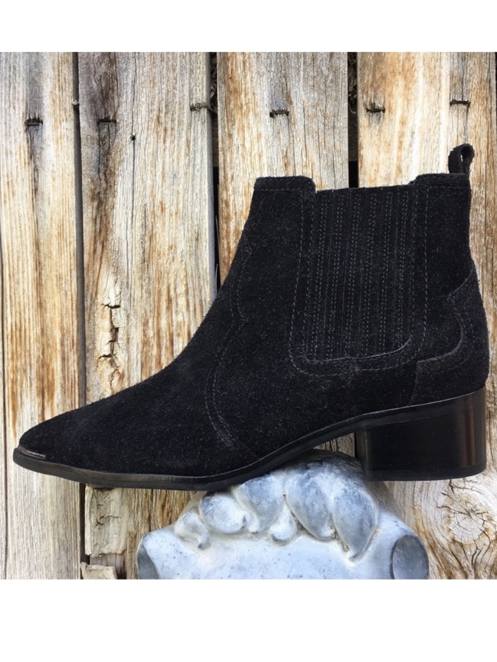 NWT Marc Fisher Yohani Pointed Toe Western Boot Suede Black 7.5